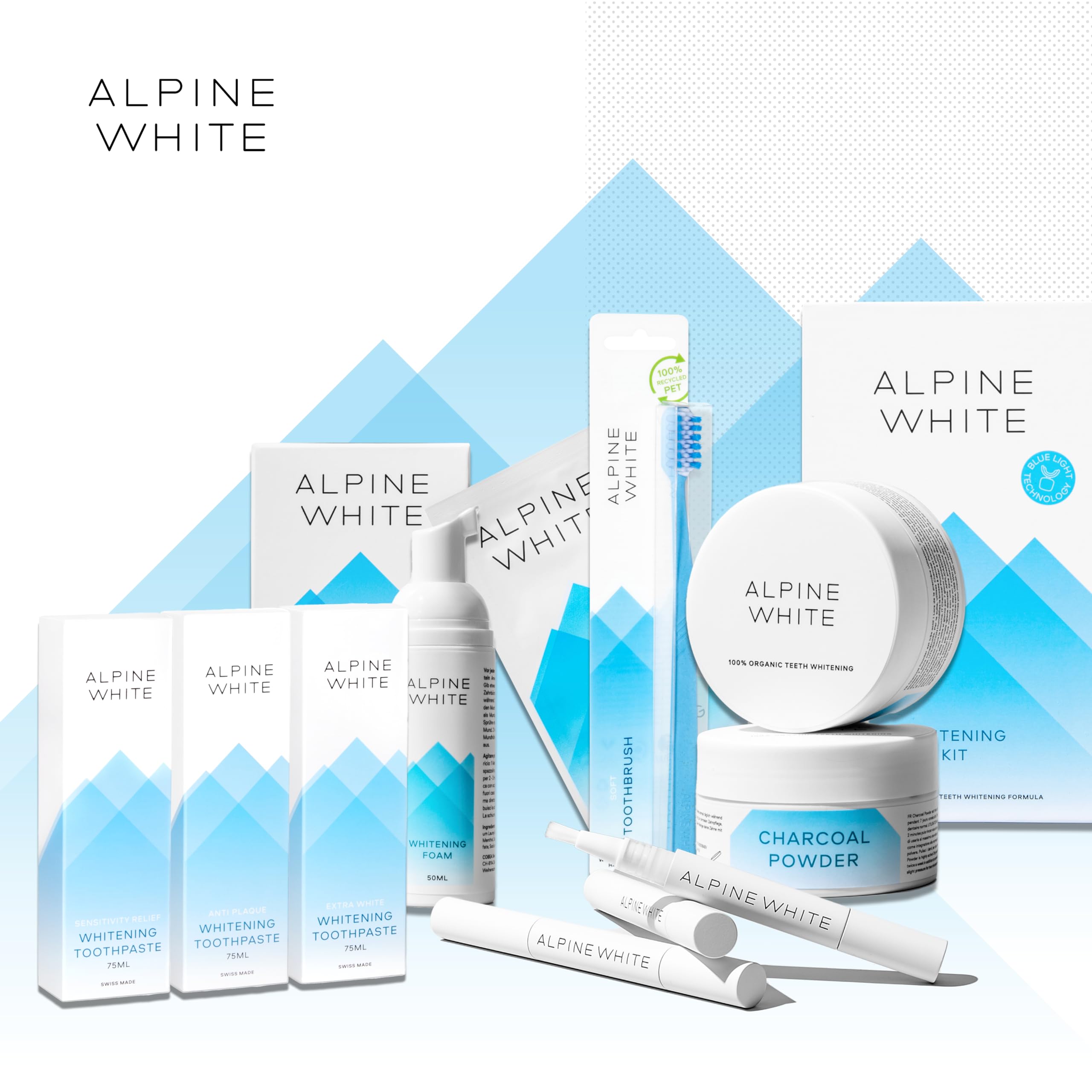ALPINE WHITE Sonic Toothbrush - Innovative Schallzahnbürste mit bis zu 40'000 Schwingungen pro Minute - Elektrische Zahnbürste mit 3 Intensitätsstufen