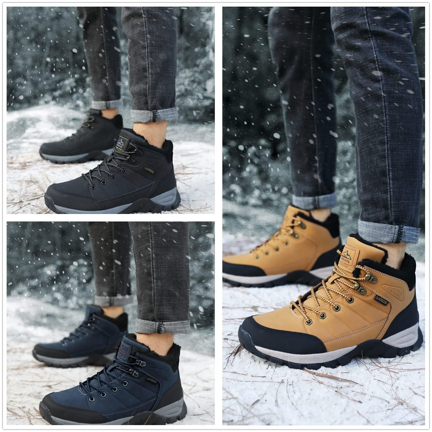 ARRIGO BELLO Winterschuhe Herren Winterstiefel Wanderstiefel Trekking Stiefel Gefüttert Warm Rutschfeste Boot Größe 41-46