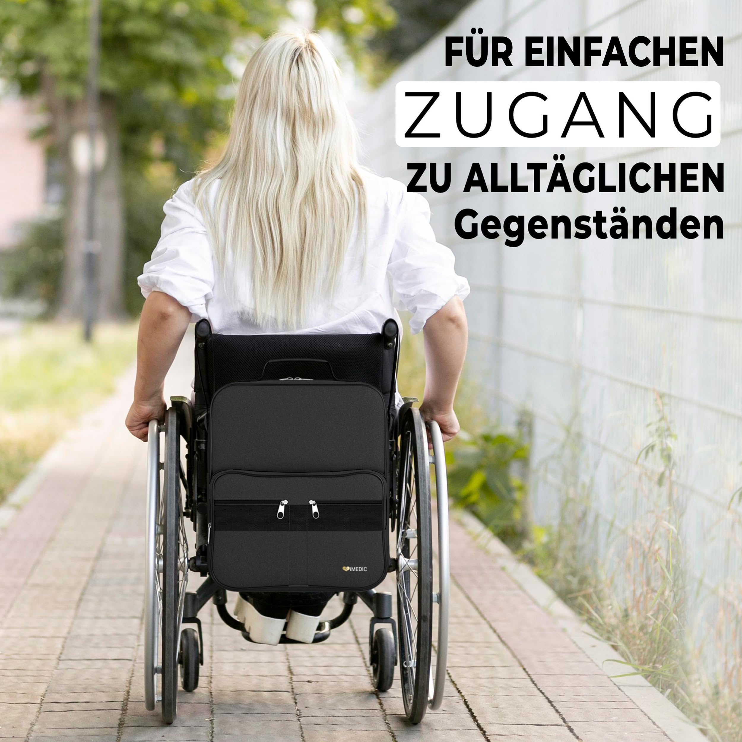 iMedic Deluxe Rollstuhltasche – lässt Sich an den Griffen befestigen, um eine nützliche und praktische Aufbewahrung zu bieten (schwarz)