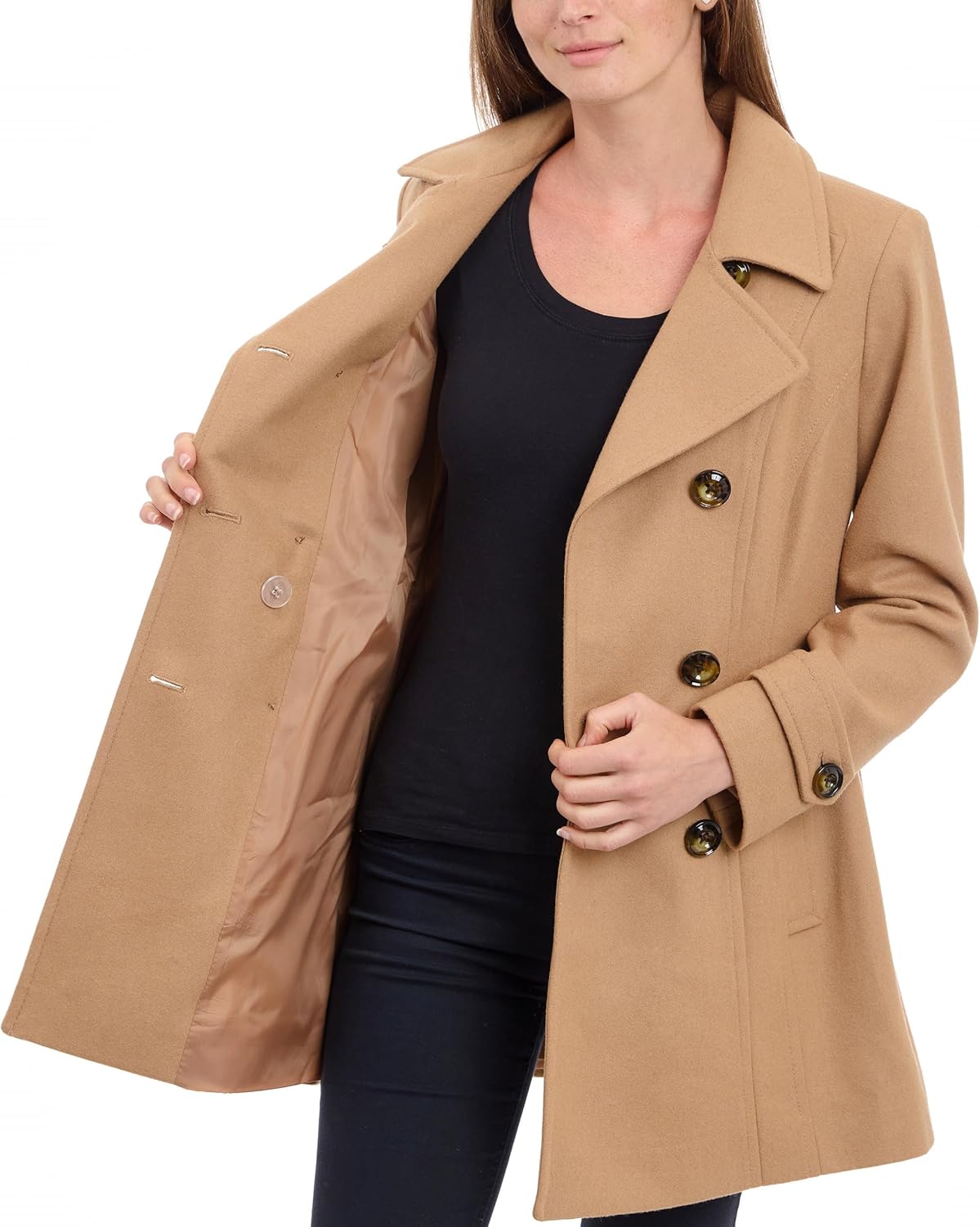 Anne Klein Women's Classic Double Breasted Wool Coat - Image 6