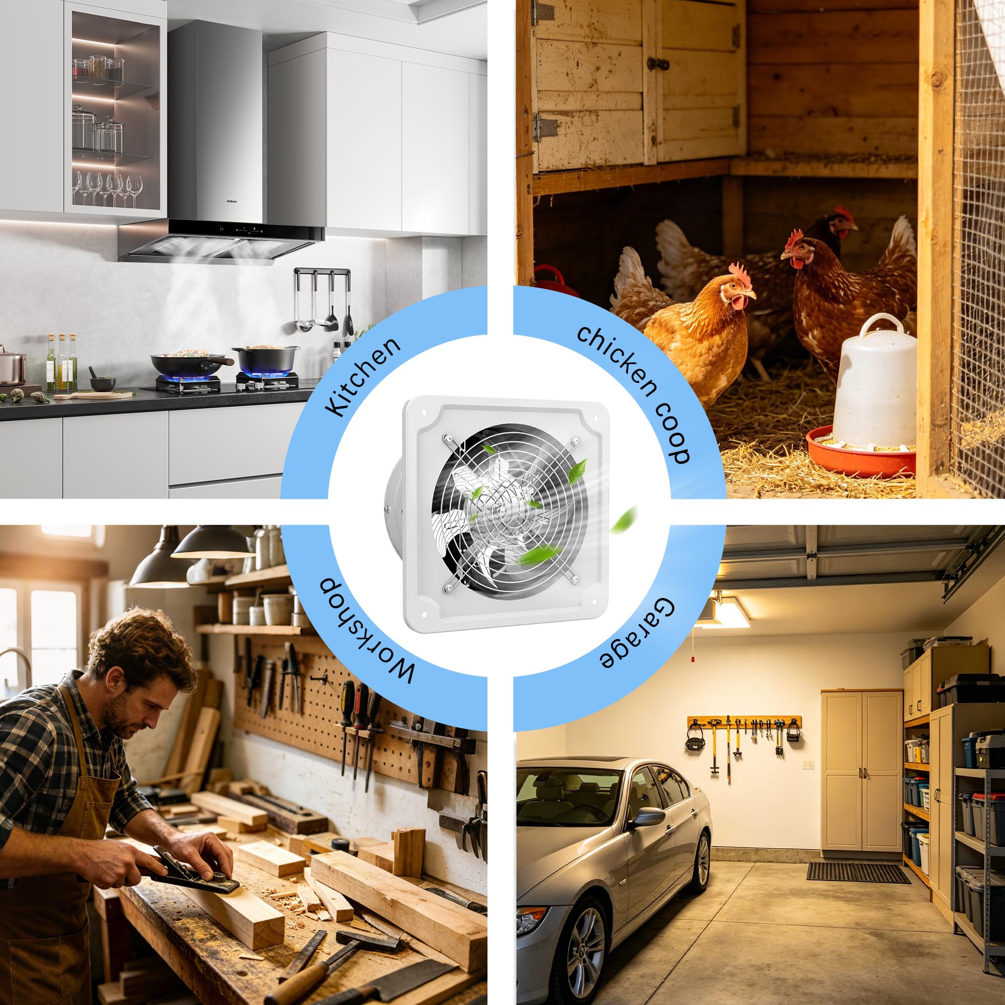 Aygrochy Ventilateur d'extraction d'air 150 mm avec prise intelligente - Silencieux - 527 m³/h - Ventilateur mural industriel avec clapet anti-retour pour serres, salle de bain, cuisine, garage, loft