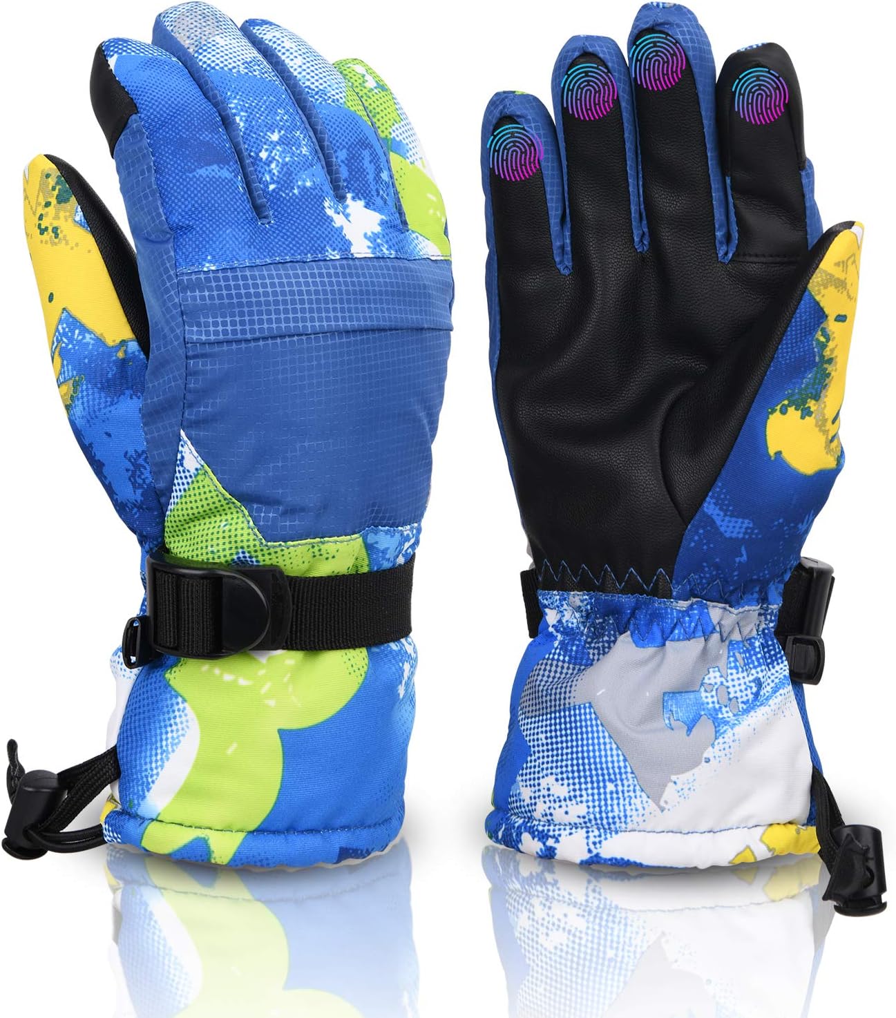 Kids Ski Gloves, ZEAUBiM Winter Waterproof Ski Snowboard Gloves Warm
