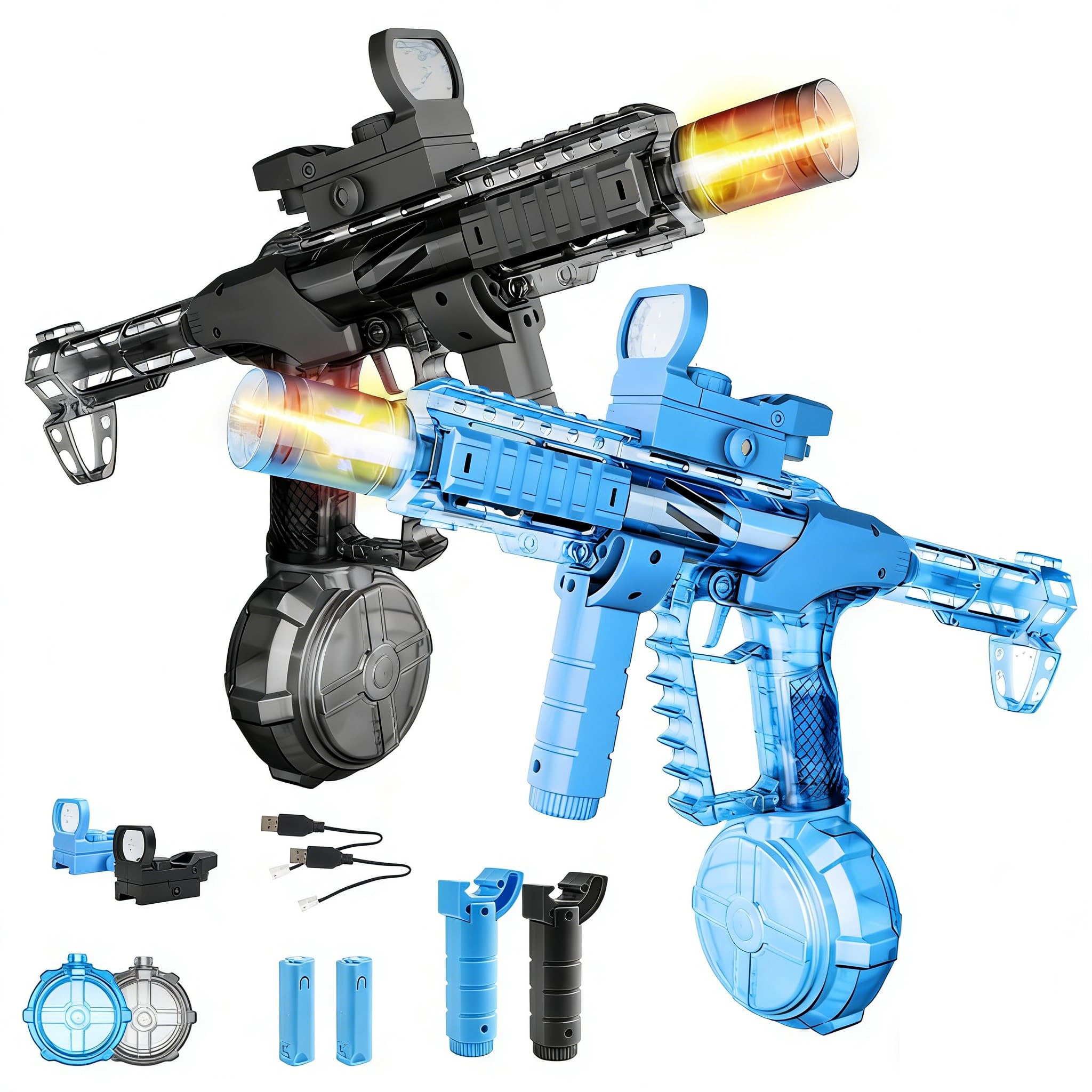 Pistolet a Eau Electrique, 2 Pcs Pistolet a Eau Automatique avec Effets LED et Recul, Grand Reservoir Portée de 8M, Recharge USB Water Gun pour Enfants et Adultes Piscine Plage Jardin Vert