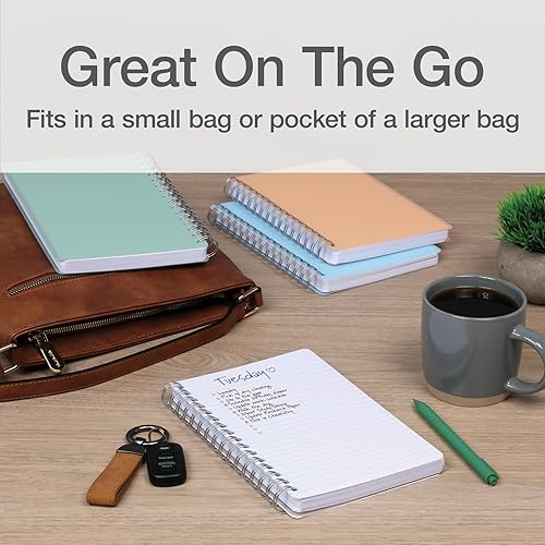 Miniatura 7 de Oxford Cuadernos de espiral de polietileno, libro pequeño de 5.7 x 8.5 pulgadas, cubierta de polietileno gruesa, papel blanco, regla universitario,