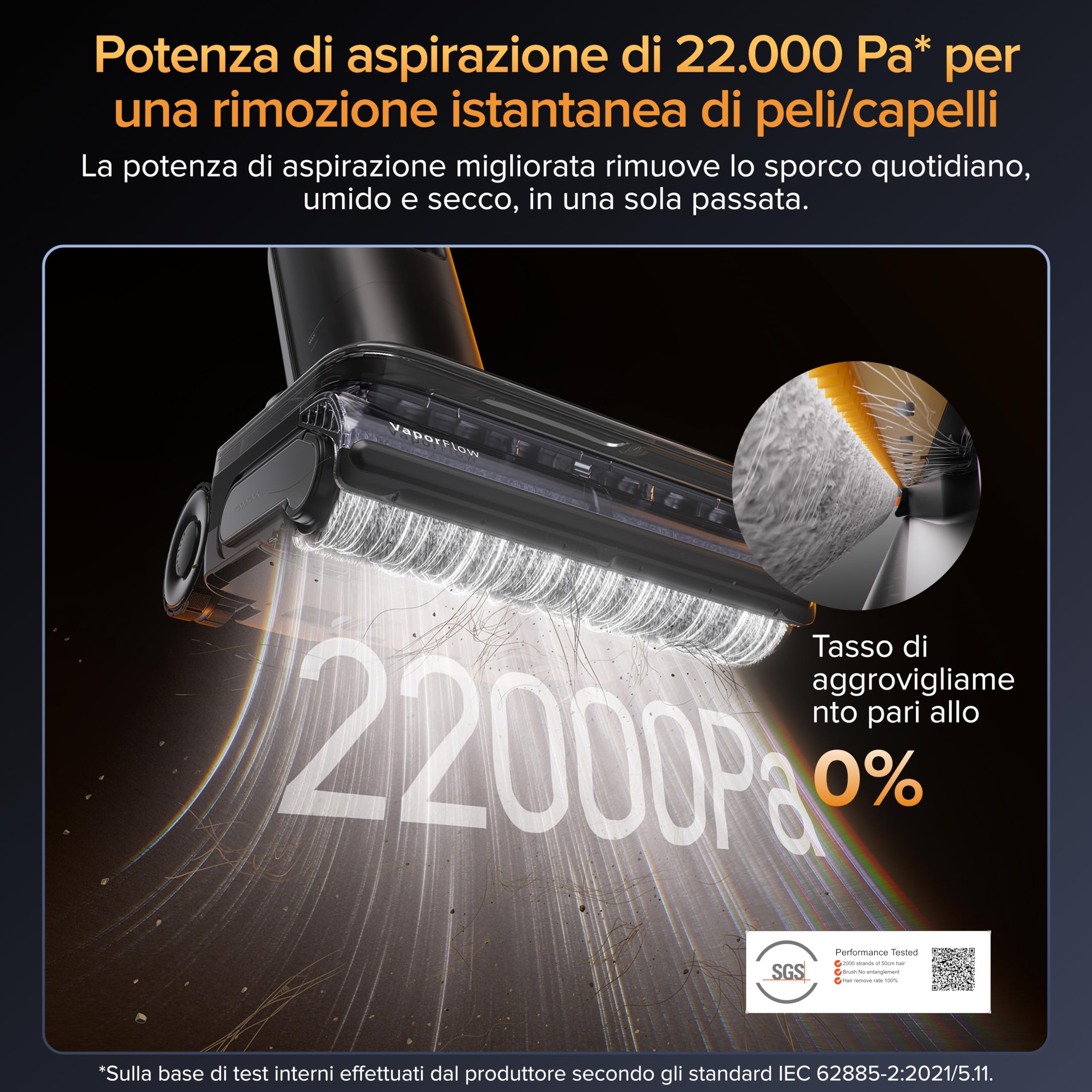 roborock F25 Ultra Aspirapolvere Lavapavimenti a Vapore Senza fili Riscaldamento a 180 °C, Lavaggio 86 °C, Asciugatura 90 °C in 5 min, Aspirazione 22 kPa, WiFi, Sistema Anti-groviglio.