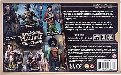 Miniatura 3 de City of The Great Machine. Expansión del juego de mesa de héroes de pie |1-4 jugadores | Edades 14 en adelante | Steampunk | Uno contra muchos |