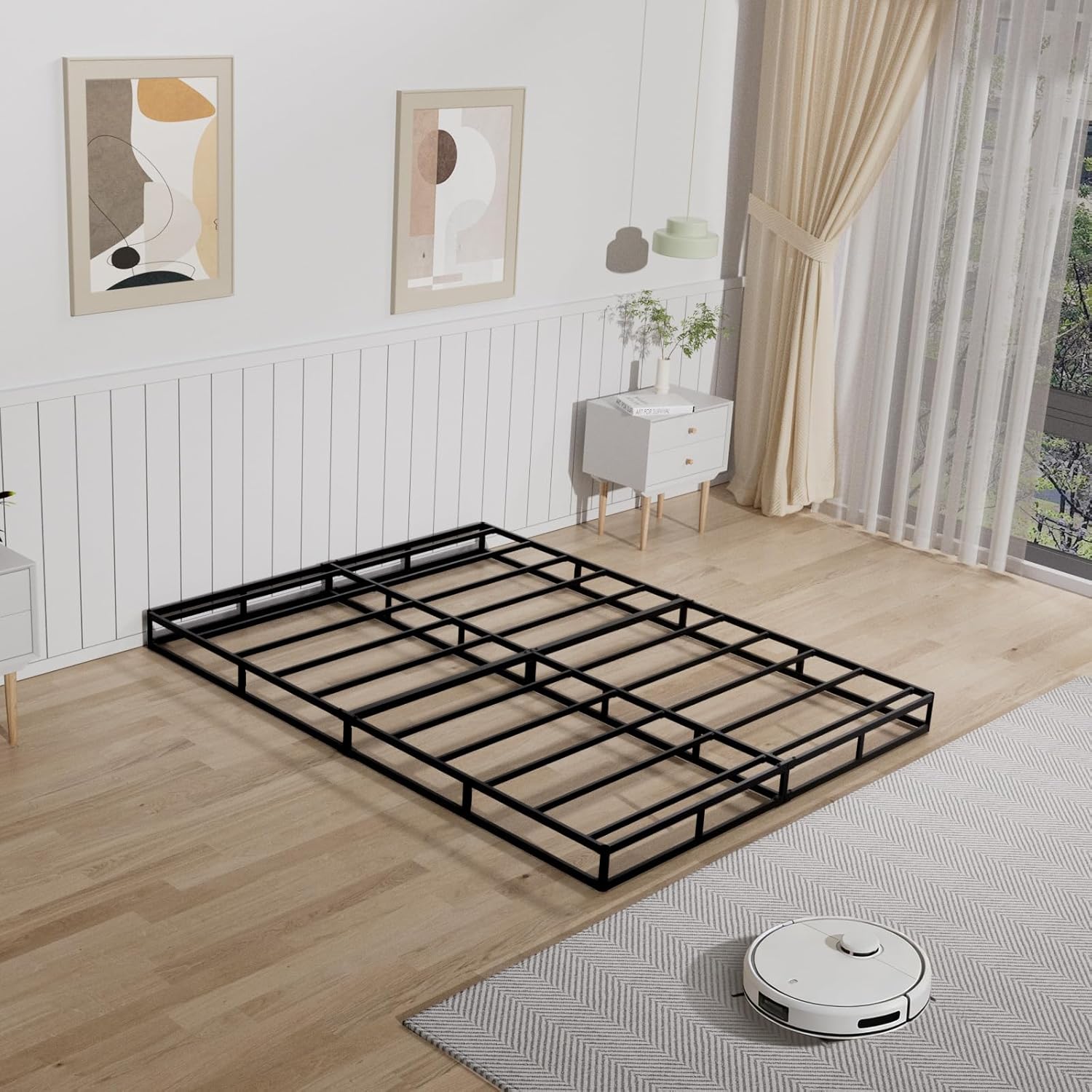 Tyndall 5 Inch Box Spring for Queen Bed, Heavy Duty Metal Queen Mattress Foundation with Fabric Cover, Low Profile Bed Base, Non-Slip, Noise-Free, Easy Assembly - Image 7