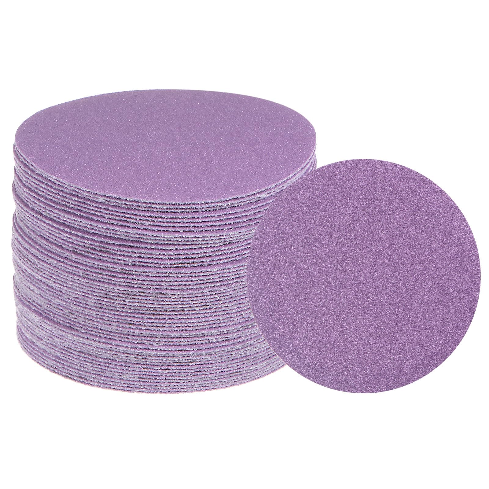 uxcell 50pcs 120 Grit Purple Sanding Discs 3 Inch Hook and Loop Aluminum Oxide Orbital Sanding Pads Paper Wet Dry Polish for Metal Woodworking Drywall