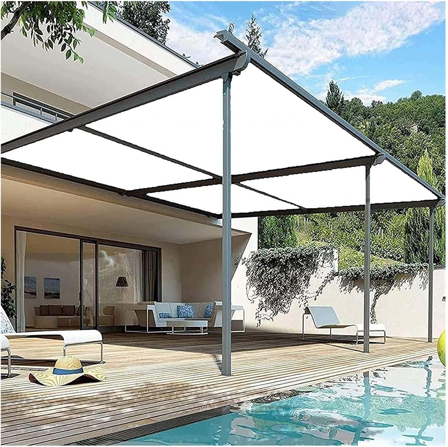 Greenhouse Shade Nets, Sunblock Shade Cloth, 2x3/3x4/4x5/5x6m Shade Sail, White Shade Netting with Grommets, 80% Shading Rate,White-2x3m(6.6 * 9.8ft)