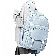 School Backpack for Teen Girls and Boys, High School & College Student Backpack, Aesthetic Bookbag with Laptop Compartment, Casual Daypack for School, Travel and Daily Use - light blue