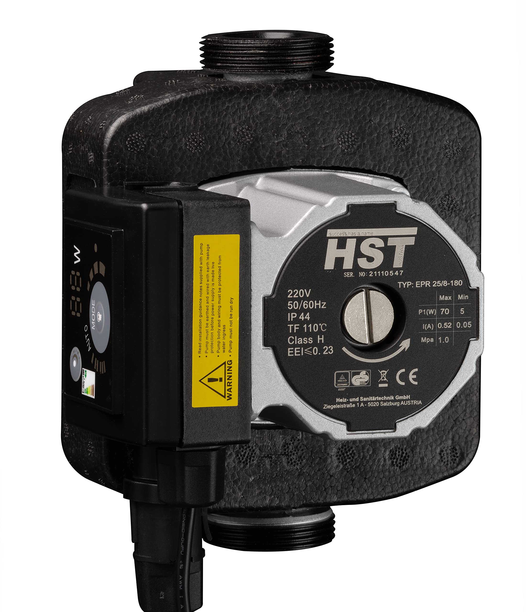 Bomba de calefacción HST EPR de 25 – 8/180 mm, altura de extracción de 8 metros, regulación de velocidad mediante señal PWM