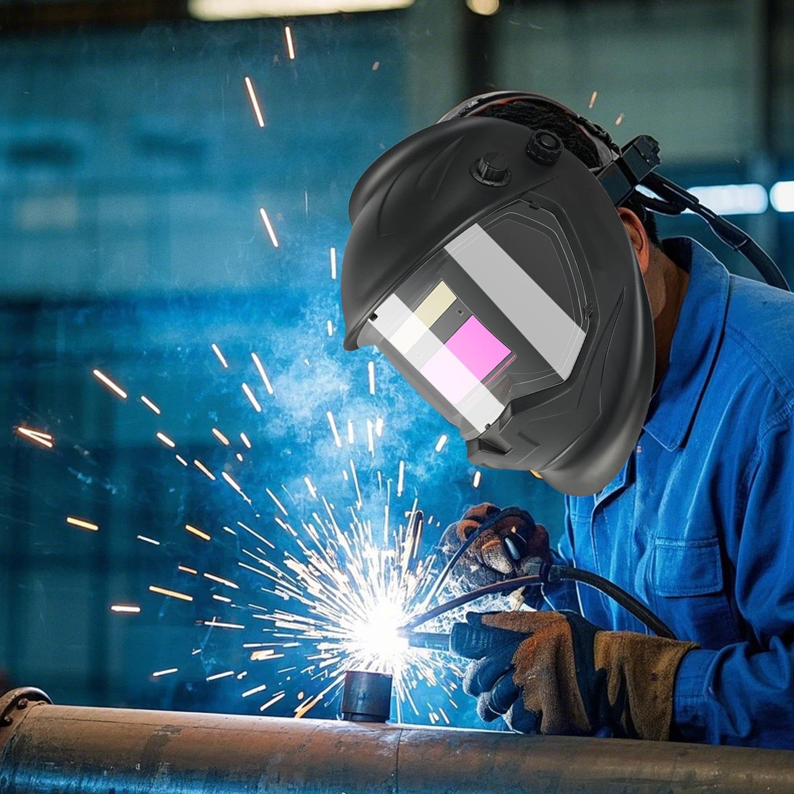 Cascos De Oscurecimiento Automático Protector Facial Antideslumbrante Con | Pantalla Facial De Soldadura Solar Corte Plasma, Reparación Autos, Construcción, Industrial,