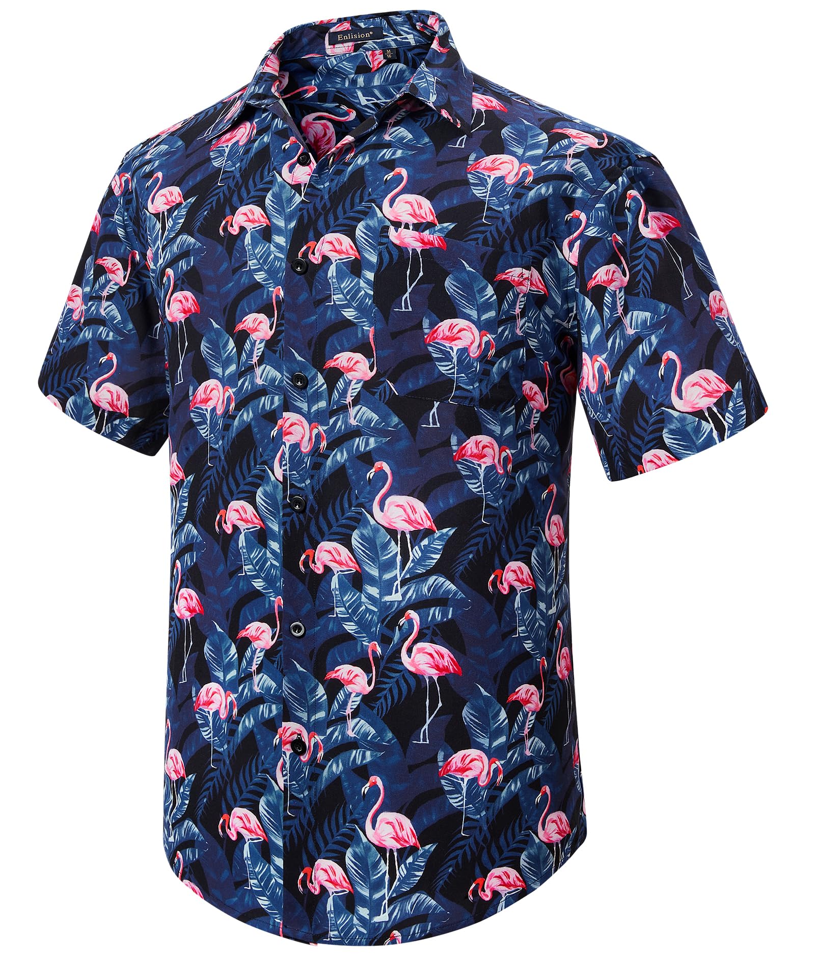 Enlision Camisa Hawaiana Hombre Manga Corta Camisas Flores Funky Estampadas Verano Casual Playa con Bolsillo S-4XL