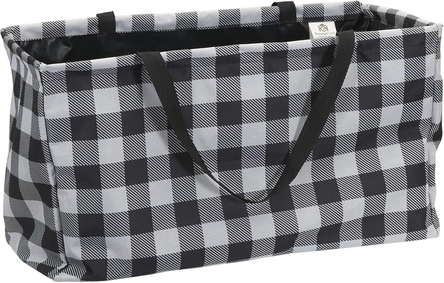 Household Essentials Black and White Plaid Krush Container All-Purpose Utility Tote