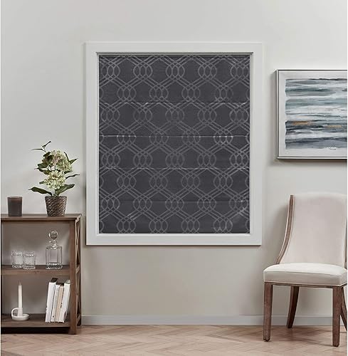 Miniatura 8 de Exclusive Home Prague Trellis - Persiana romana 100% de poliéster opaca, 23 x 64 pulgadas, color gris