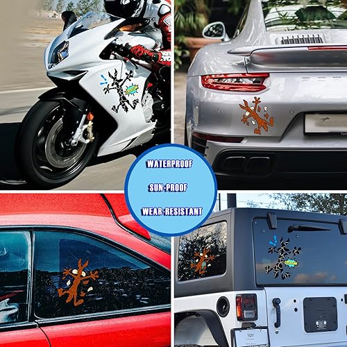 Miniatura 4 de 2 calcomanías reflectantes de 10 pulgadas y 6.1 pulgadas para fijar arañazos y abolladuras, divertidos dibujos animados E Coyote Splash Into Pieces,