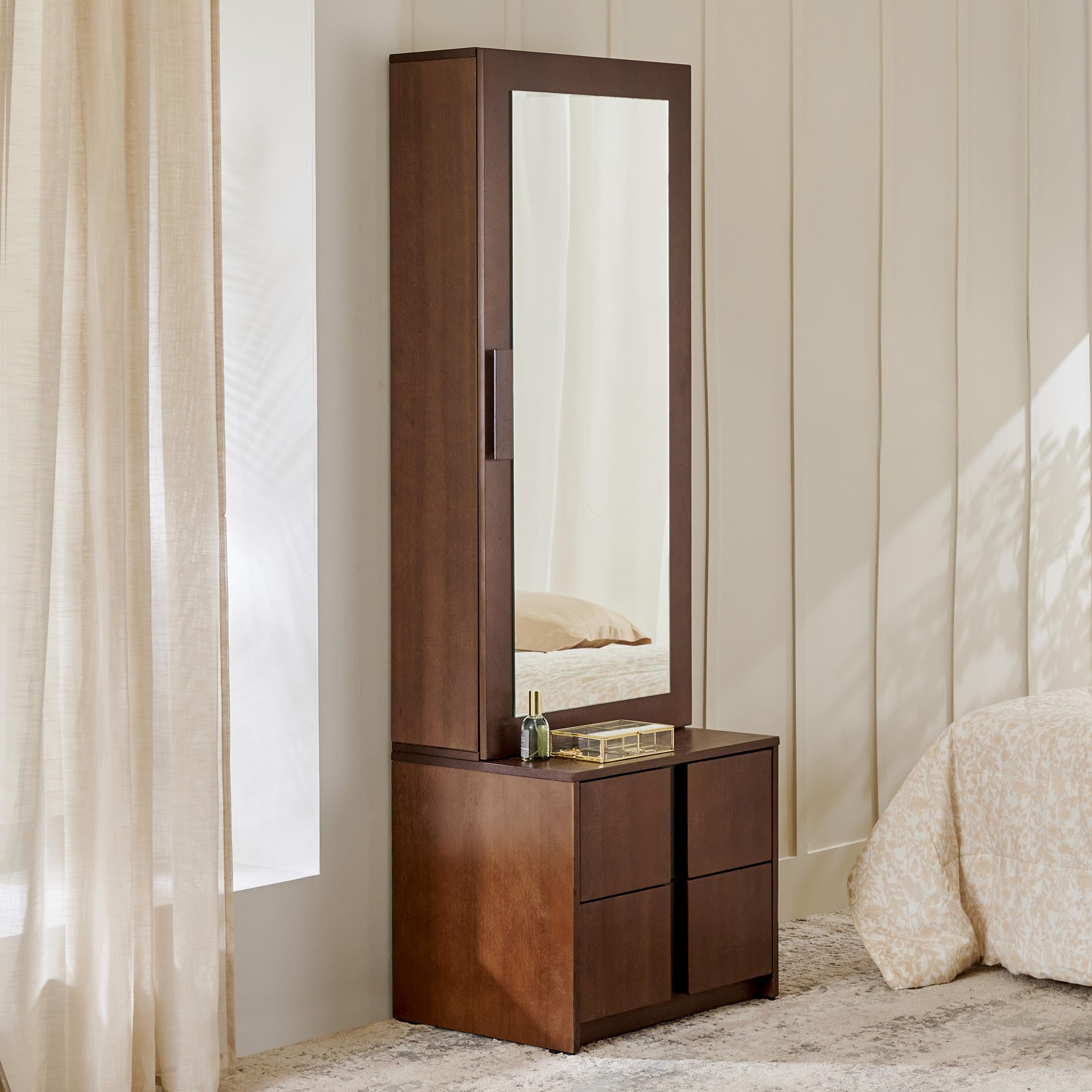 Home Centre My Bed Denis Dresser Mirror with Drawers - Walnut-image-4