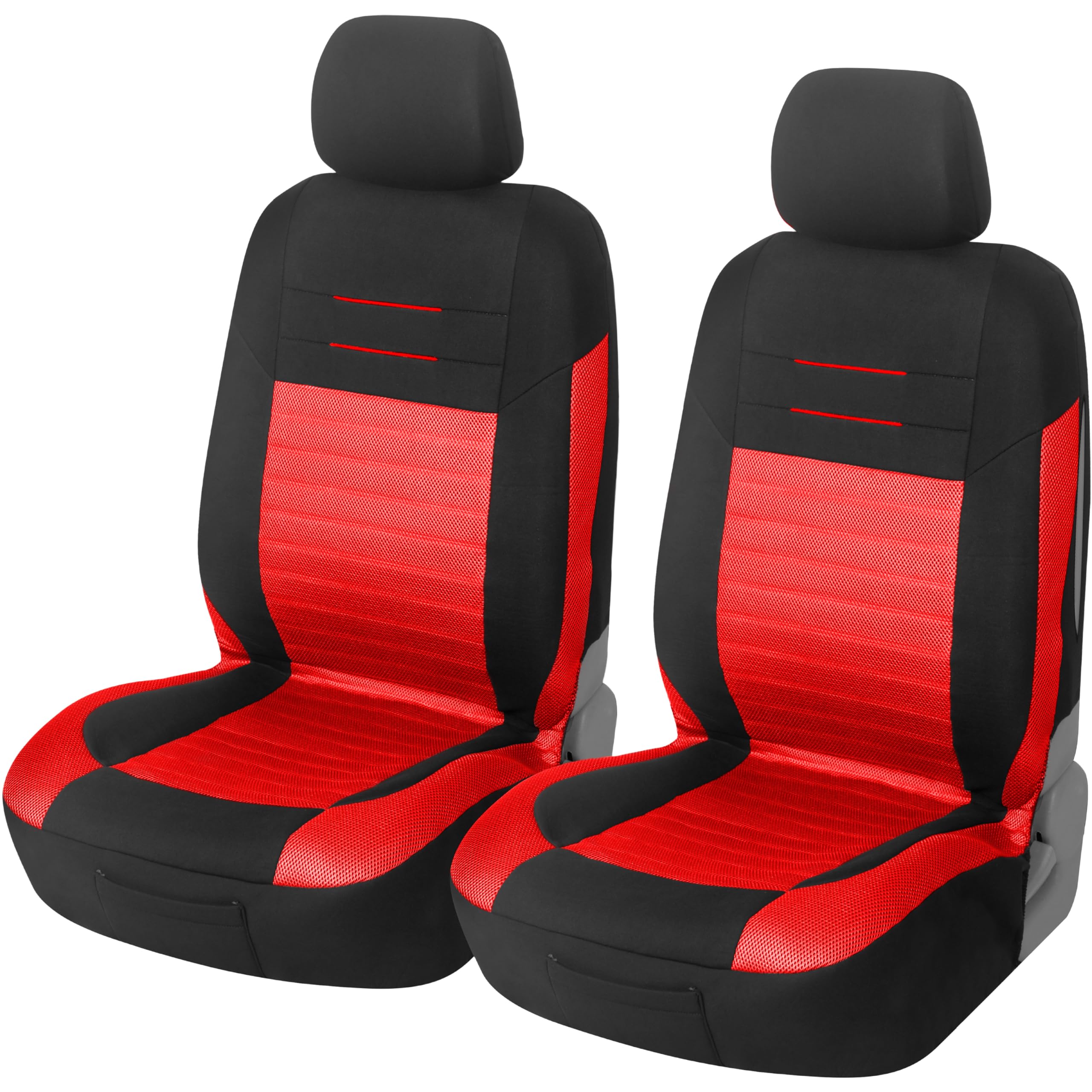 Upgrade4cars Autositzbezüge Set für die Vordersitze Version 2026 | Auto-Schonbezüge Universal in Rot für Fahrersitz & Beifahrer | Autozubehör Innenraum Deko