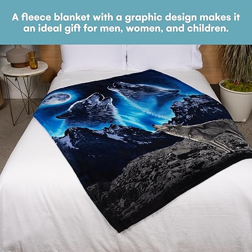 Miniatura 9 de Dawhud Direct Celestial Wolf - Manta de vellón para cama, 75 x 90 pulgadas, manta celestial tamaño queen para mujeres, hombres y niños, manta de