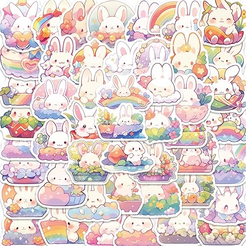 Miniatura 7 de 50 calcomanías de vaca Kawaii para niños, calcomanías estéticas de dibujos animados de arco iris, calcomanías impermeables para laptop, calcomanías