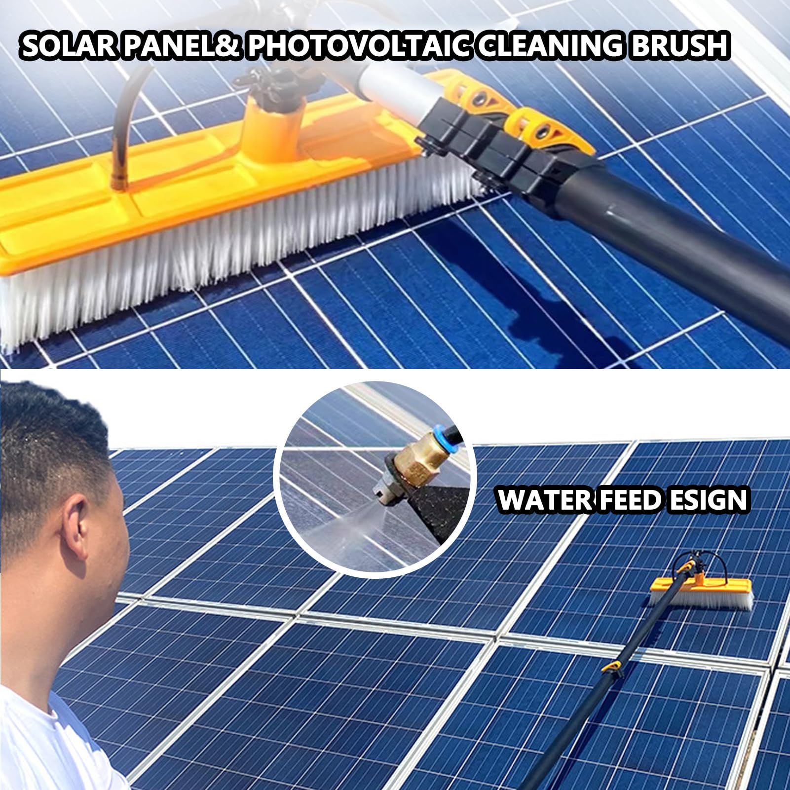 Limpiador solares conservatorio, Cepillo Telescopico Limpieza, Limpieza Telescopic Hydrocleaner con Manguera, Limpiador Fotovoltaica para Lavado De Camiones, Ventanas, 9M