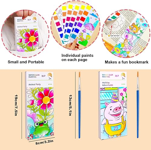 Miniatura 4 de Libros para colorear de agua para niños de 3, 4, 5, 6, 7, 8, libro de pintura de acuarela de bolsillo para niños pequeños, artes y manualidades para