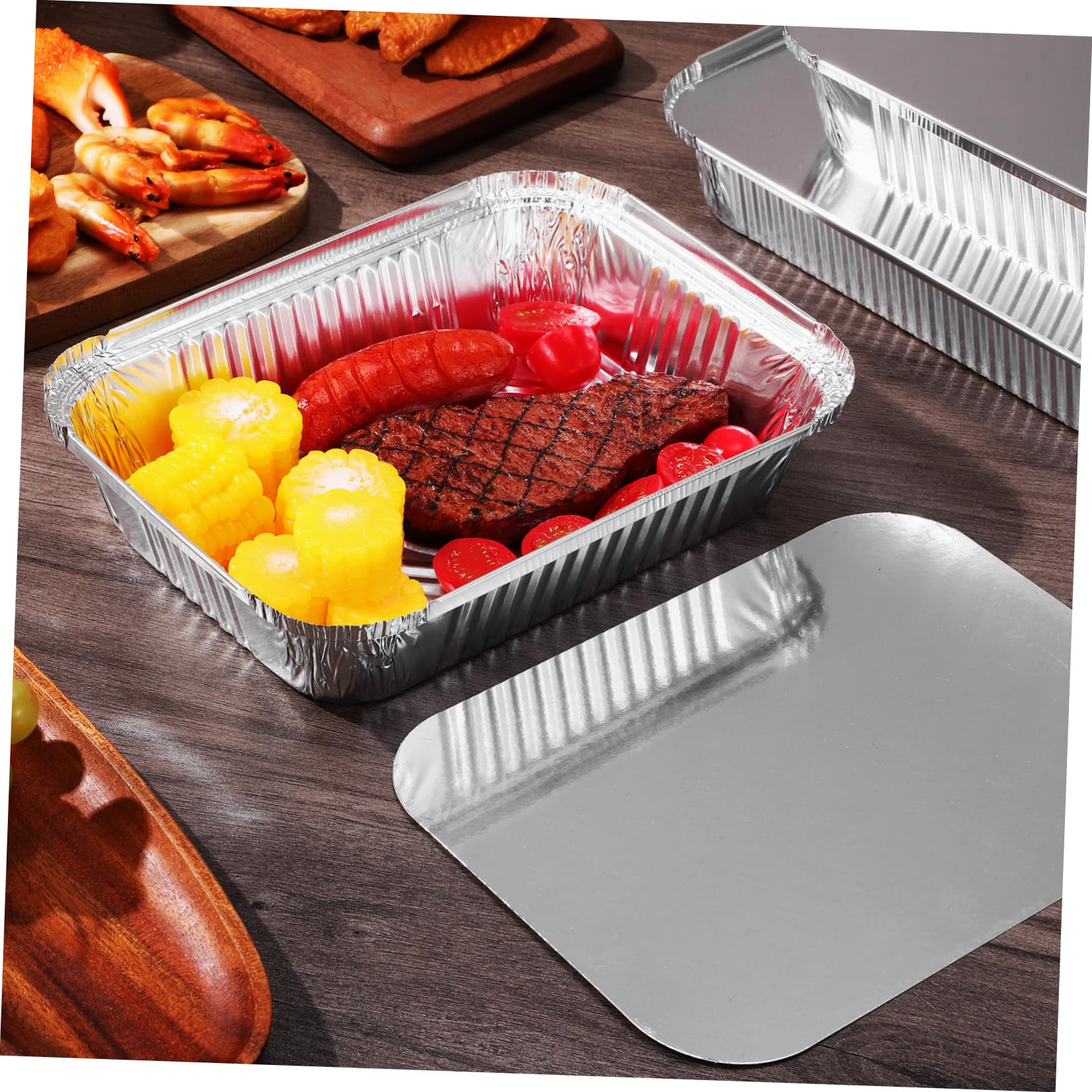 Ciieeo 20 Piezas Bandeja Aluminio Con Cubierta Aluminio Unidades Para Hornear Galletas Para Comida Para Llevar