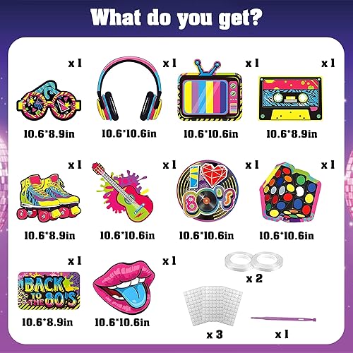 Miniatura 3 de Decoraciones de fiesta de cumpleaños de los años 80, cartel retro de los años 80, cartel colgante de hip hop, cartel colgante, tema de regreso a los