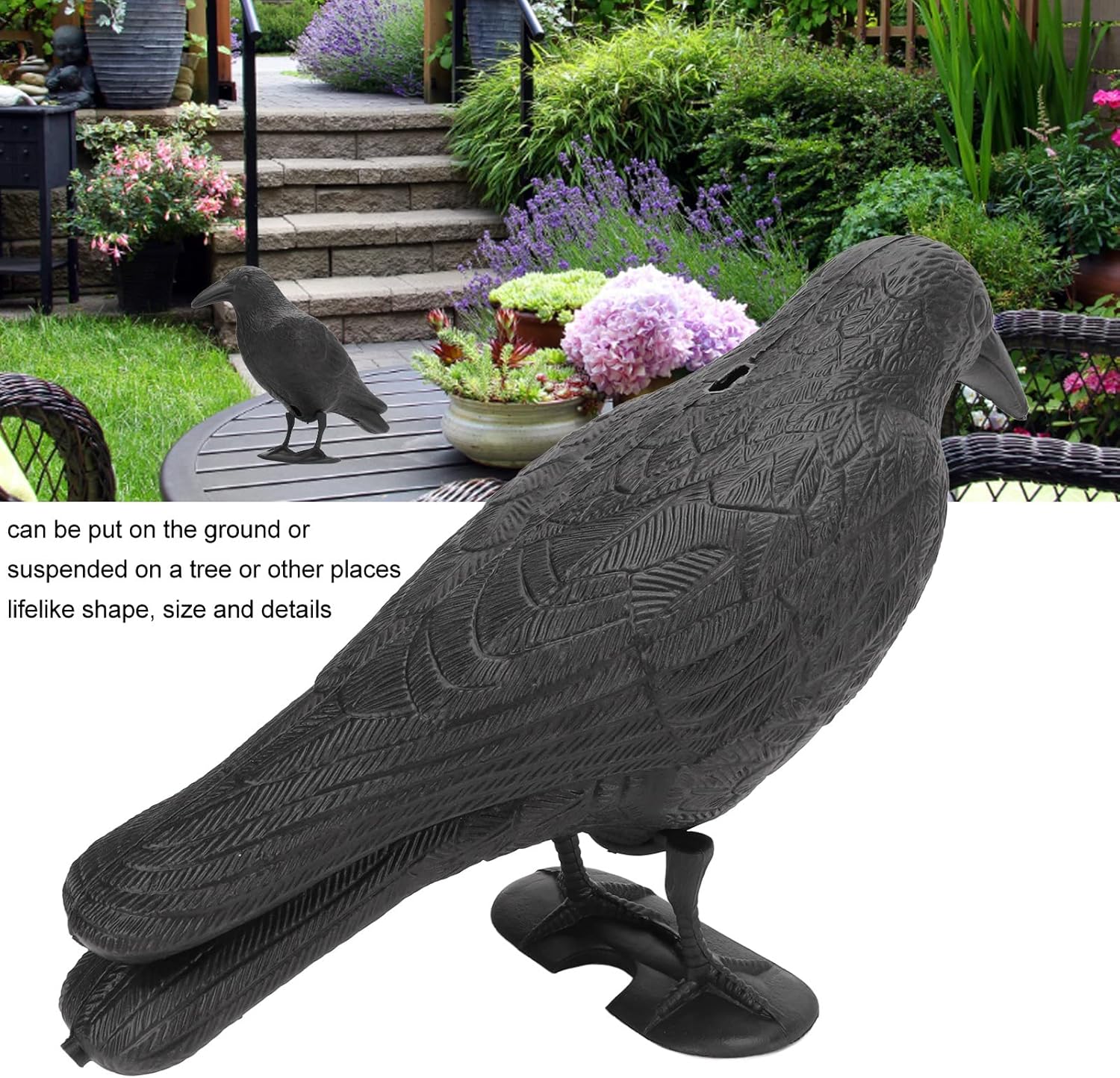 Kadimendium Garden Crow Decoys, Crow Decoy Lightweight Durable for Courtyard