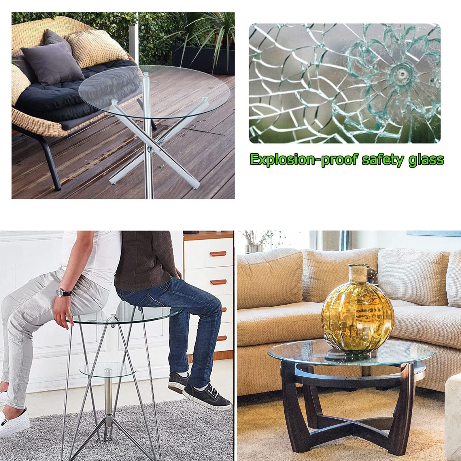 Amazon｜円形 ガラス テーブル天板 48/60/65/70/80/85/95cm 透明 強化