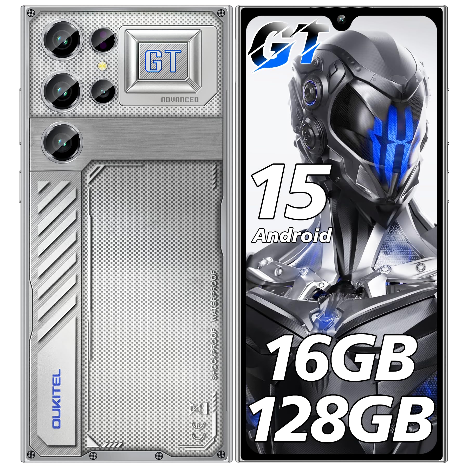 OUKITEL C61 GT (2026) Smartphone Ohne Vertrag - 6,88" 16GB+128GB /1TB Handy Ohne Vertrag, 5150mAh 90Hz Bildschirm Android 15 Handy Günstig, 4G Dual SIM Simlockfreie Handys/Fingerabdruck/OTG/Face ID