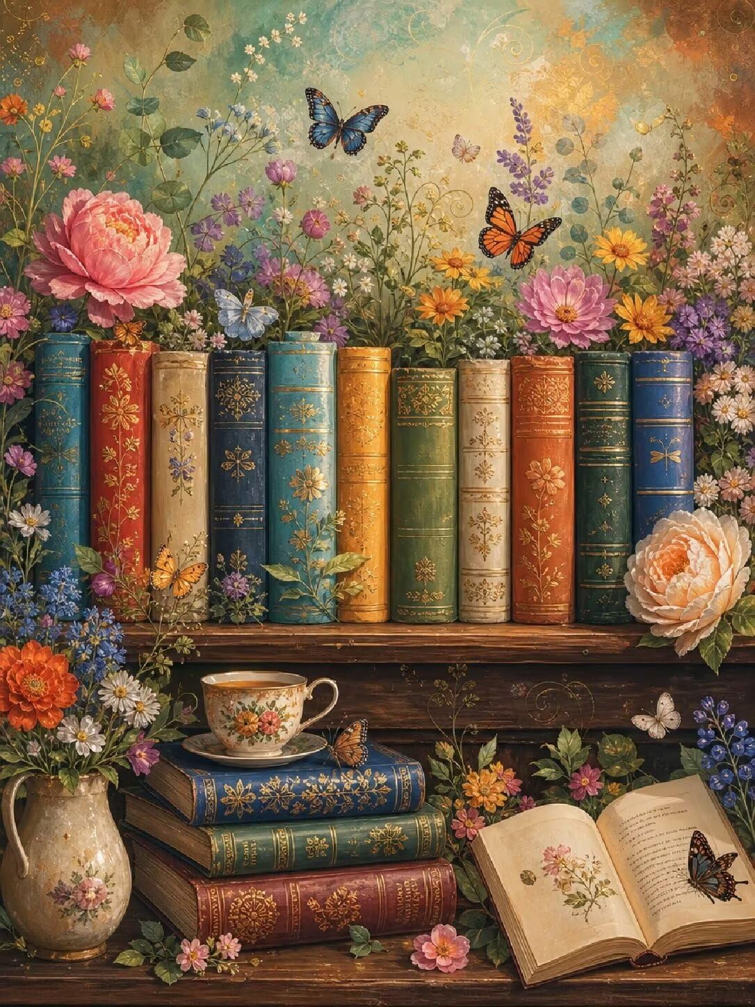 Diamond Painting Libros, Manualidad Creativa y Relajante 100x130cm C8-124