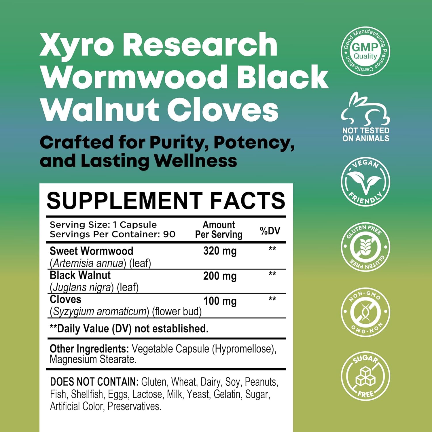 Wormwood Black Walnut Clove Capsules - Cleanse Detox Gut Digestive Health & Immune Support Supplement - Natural Herbal Combination with Sweet Worm Wood Blackwalnut & Cloves for Humans - Image 7