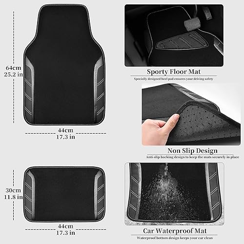Miniatura 4 de CAR PASS Funda de cuero para volante y alfombrillas impermeables para automóvil, ajuste universal de microfibra para el 95% de los sedán, SUV,