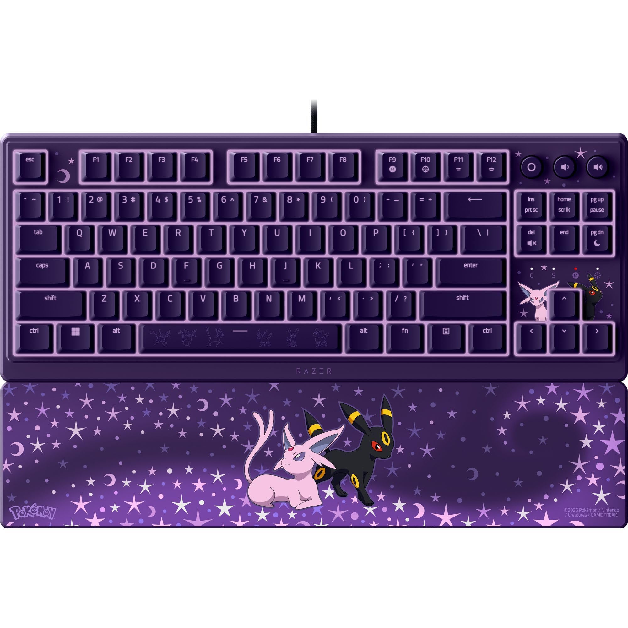 Razer Ornata V3 Tenkeyless Édition Pokémon Espeon & Umbreon - Clavier Gaming Compact et Plat - Rétroéclairage Chroma - Touches multimédia dédiées - Clavier QWERTY US | Commutateurs à Membrane