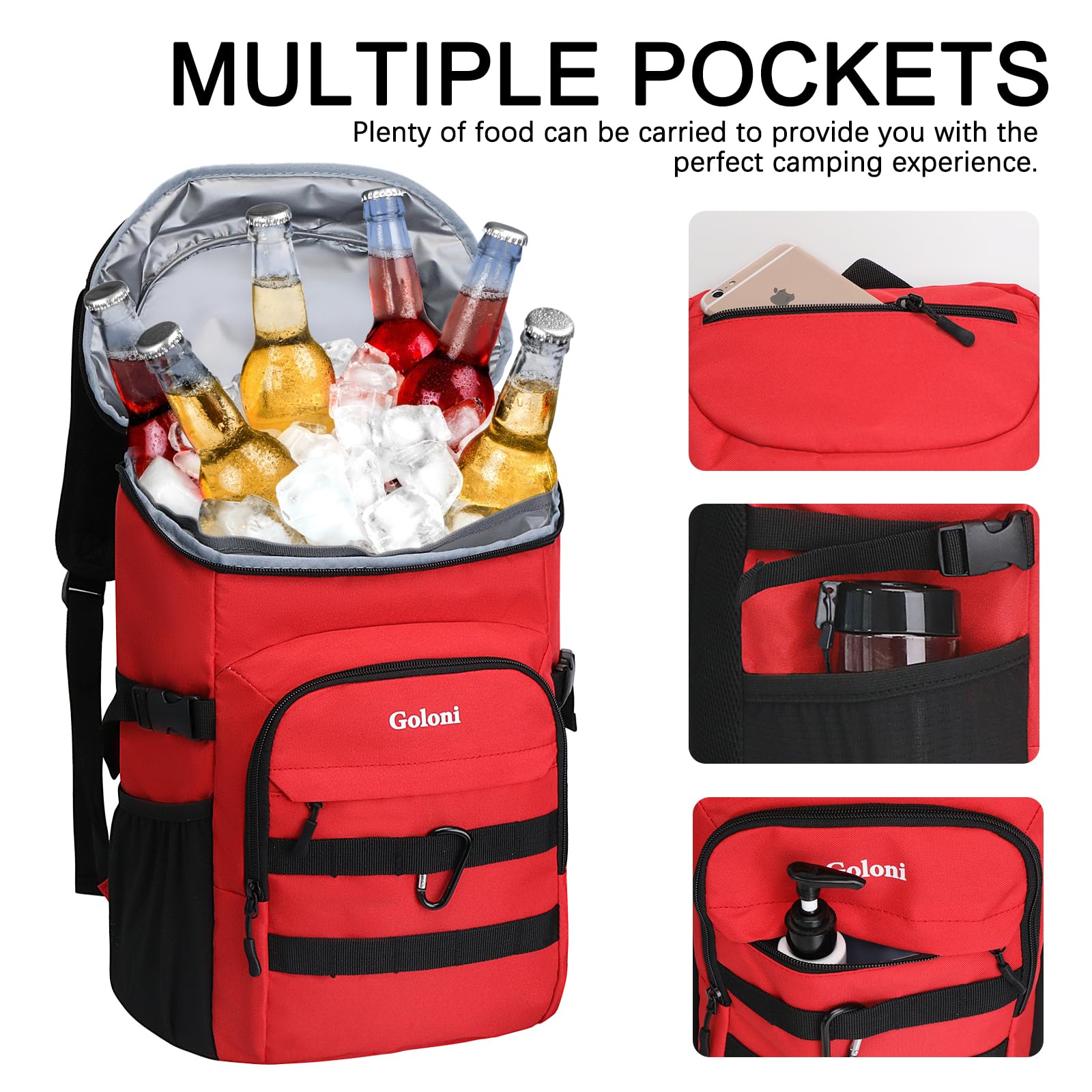 UPGRADE Kühlrucksack 24 Dosen - Leichter isolierter Rucksackkühler, auslaufsicher & 18 Stunden Eisspeicherung für Strand, Camping, Wandern (Männer, Frauen, Familie)