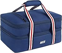 Vista 8 de MIER - Bolsa aislada doble para cacerolas con capacidad para lasaña, perfecta para fiestas de comida, picnic, playa, se adapta a platos para hornear