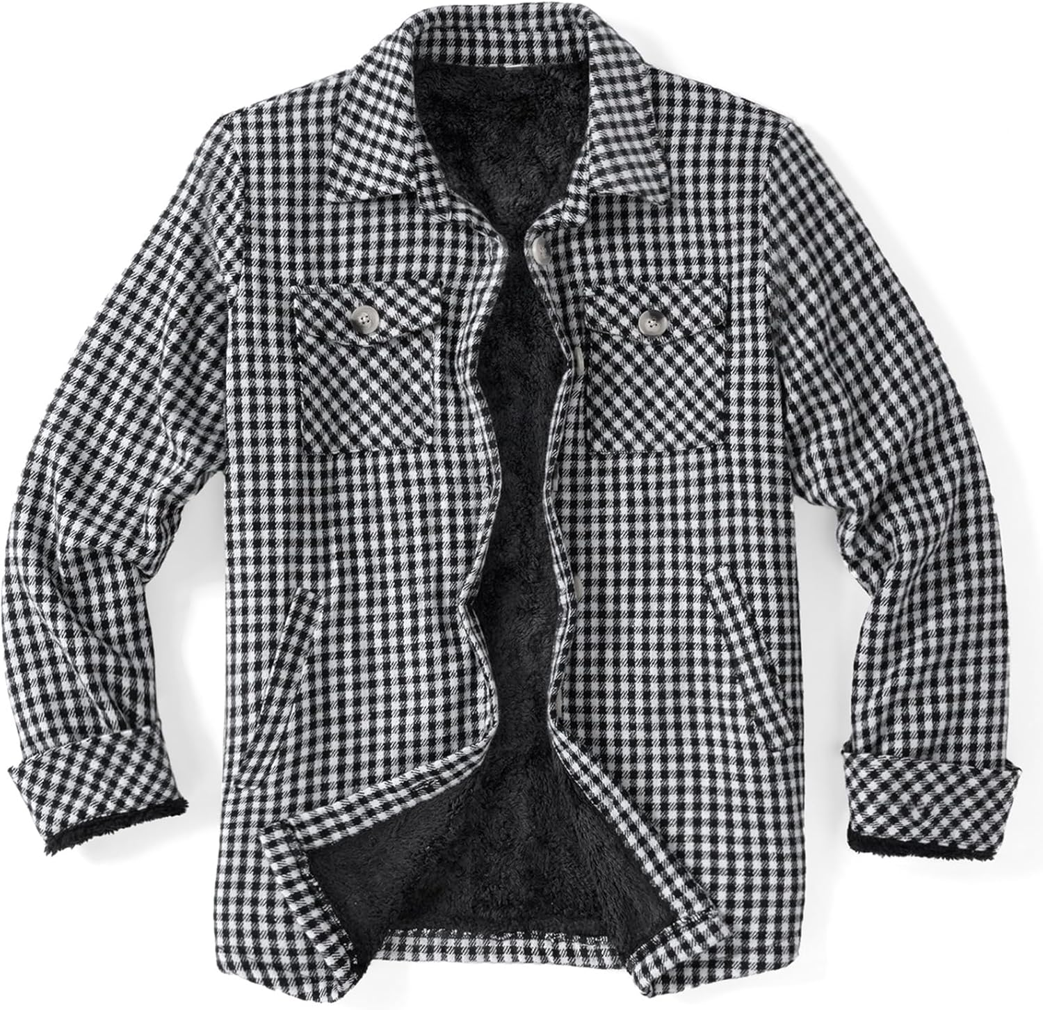 Zeagoo Women's Fleece Sherpa Jacket Casual Long Sleeve Button Down Flannel Shacket Shirt Winter Coat with Pockets - Image 5