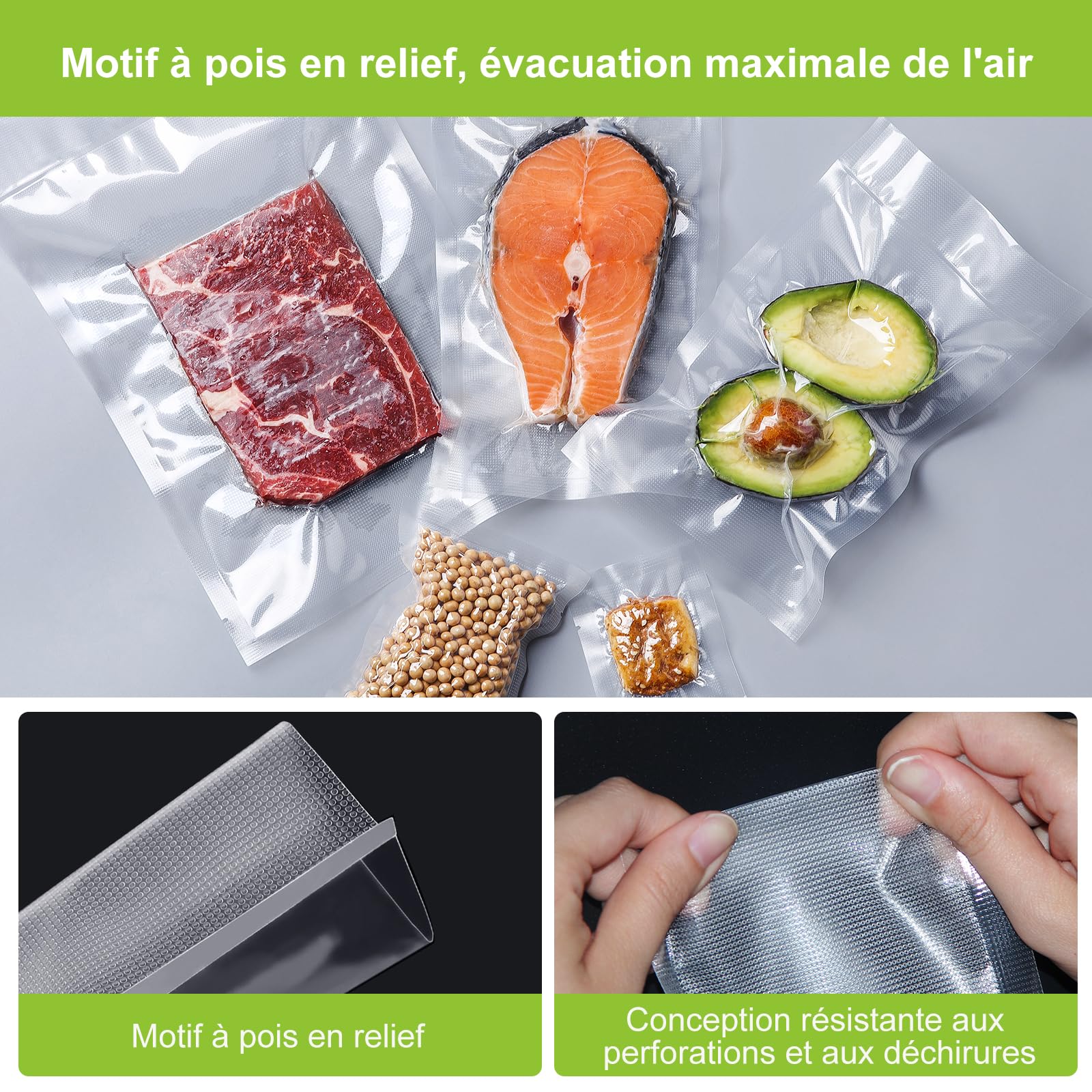 Film Alimentaire Sacs Sous Vide Bonsenkitchen 3x28cm 3x20cm