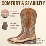 SheSole Bottes de cow-boy extra large pour femmes - Bottes de la Cowgirl occidentale pour les veaux épais, Plus Taille avec semelle élastique cachée, latex amovible & Broderie