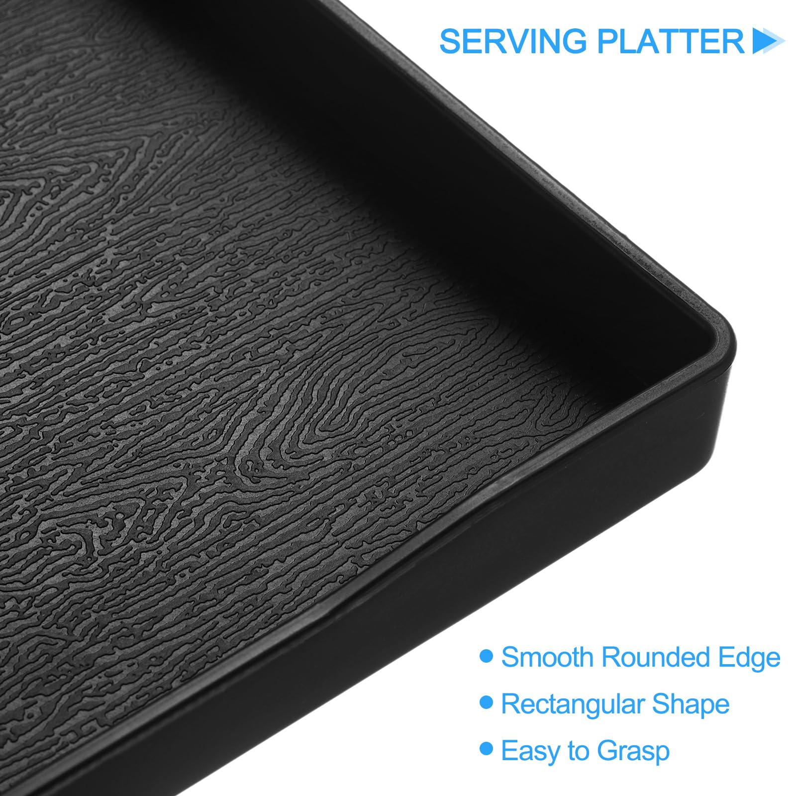uxcell 2Pcs Serving Tray Small Black Mini Tray 6" x 9" Plastic Rectangular Wooden Serving Trays Decorative Ottoman Platter for Breakfast Kitchen Bathroom - Image 3