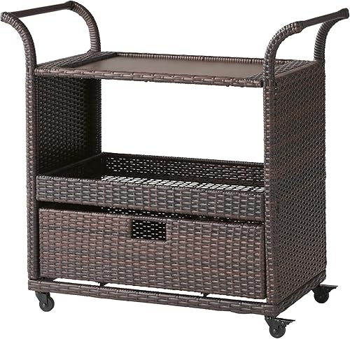 Christopher Knight Home Azriel - Carrito de bar de mimbre para interiores, color marrón