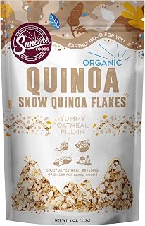Suncore Foods Organic Snow Quinoa Flakes 8oz - Gluten-Free Non-GMO Oatmeal Alternative, Quick Cook Quinoa Flakes