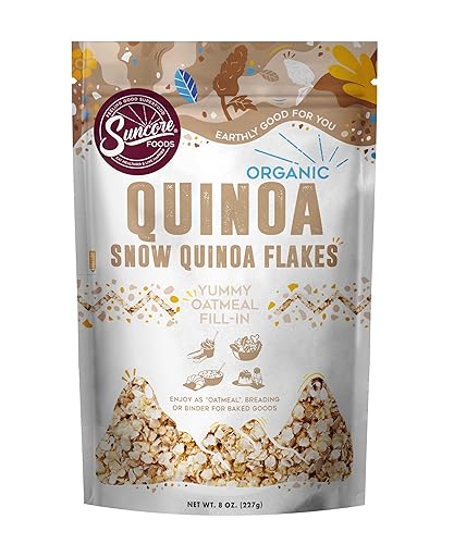 Suncore Foods Copos de quinua orgánica sin gluten sin OMG Kosher 8 onzas paquete de 1 Suncore Foods Copos de quinua orgánica sin gluten sin OMG Kosher 8 onzas paquete de 1