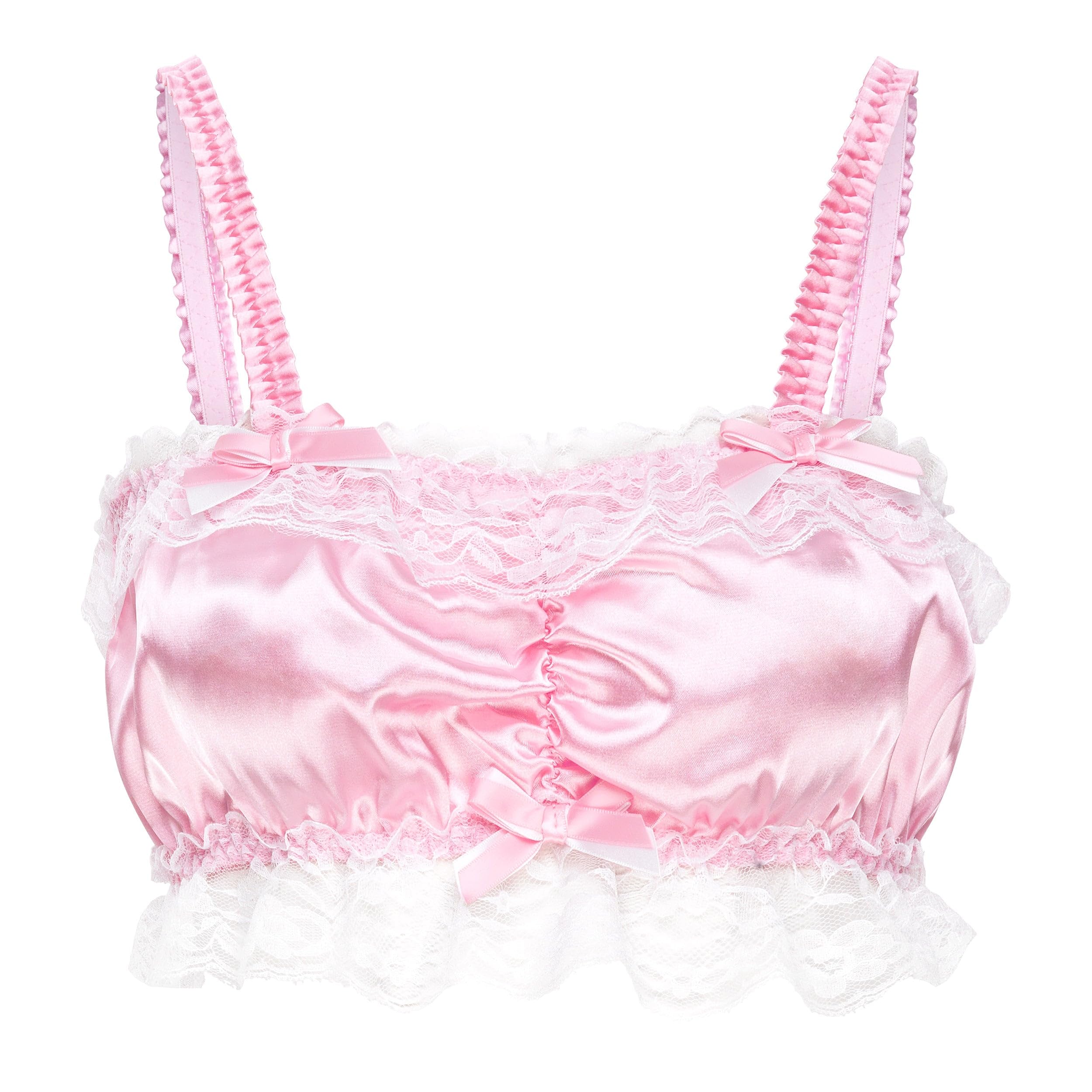 Satini Women's Baby Pink Sissy Satin Fitted Bralette, Xxl