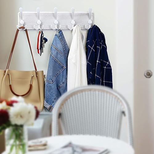 Miniatura 10 de WEBI Perchero de pared, 38 9/16" de largo, 10 ganchos, ganchos grandes para colgar abrigos montados en la pared, perchero de pared, riel de ganchos