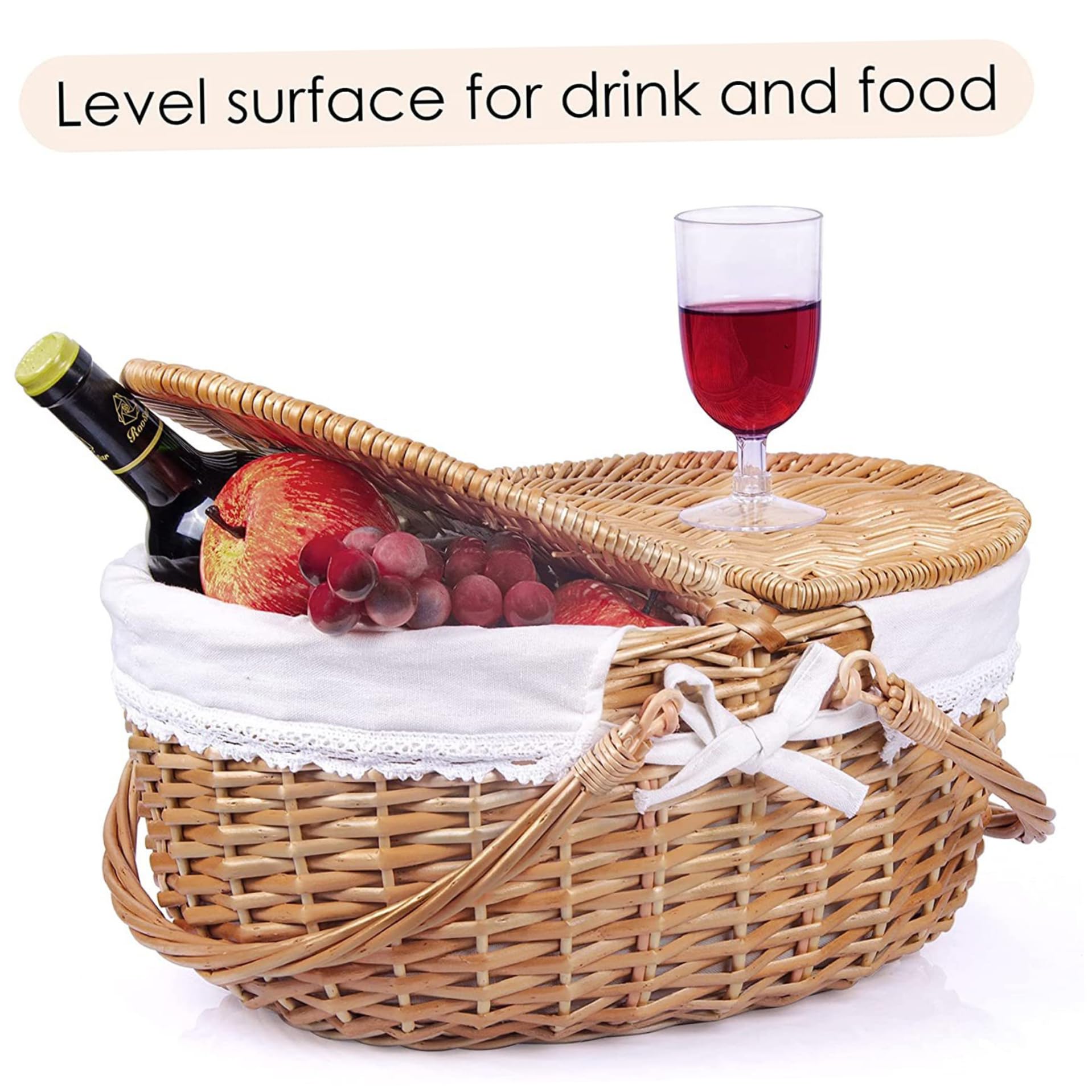 Creative Home Cestino In Vimini Scuri E Chiari Con Manico, Cesto Bicolore | Cesto Funghi Picnic | 43 X 33 X 40 Cm | Tessuto Fatto A Mano Durevole | Salice Naturale - 12