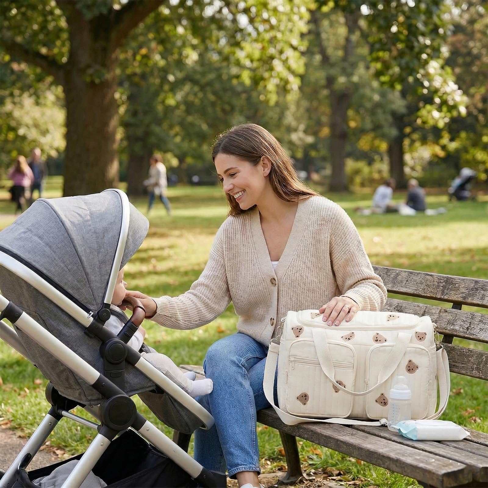 Grand sac à langer polyvalent pour les déplacements, 48 × 22 × 26 cm, sac clinique de naissance, sac à langer en coton, sac à langer pour les déplacements, la naissance à l'hôpital, les voyages, la