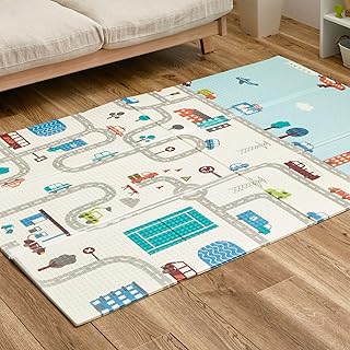 萩原 プレイマット エクスロード 約118×176cm 折りたたみ 赤ちゃん 撥水 リバーシブル コンパクト収納 道路