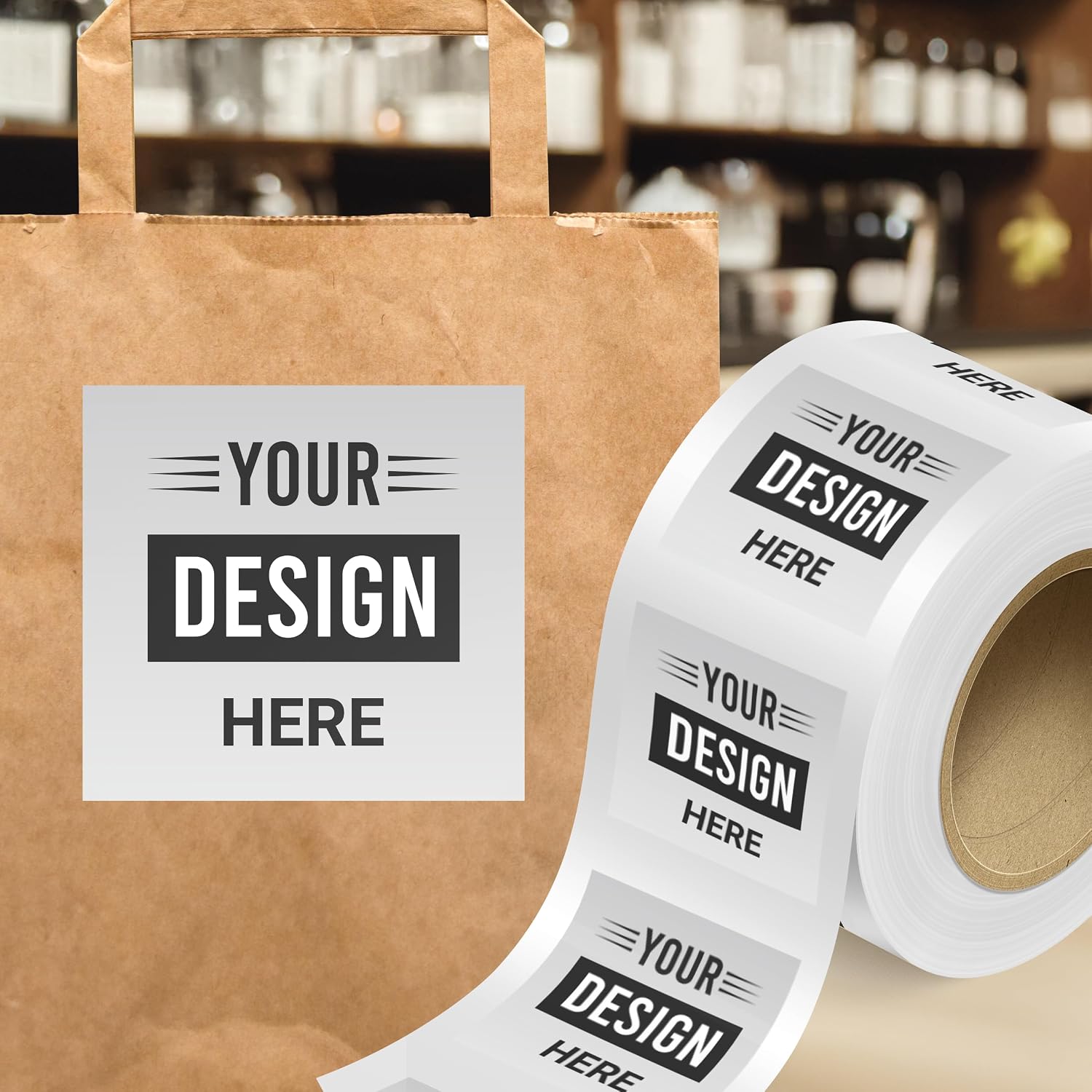 LabelsNstickers Custom Printed Standard Label Rolls - Square - 3 x 3 - Silver Metallic Foil - 125 Labels/Roll